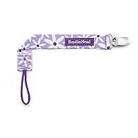 BooginHead Baby Newborn PaciGrip Pacifier Clip, Holder, Toy, Teether, Soothie, Universal Loop Girl, Purple Daisy, Floral, Flowers, Purple and White