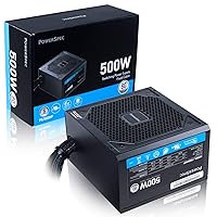 500W Power Supply 80 Plus Certified Fixed Cable Non-Modular ATX PSU Active PFC SLI Crossfire Ready Gaming PC Computer Power Supplies, PS500WF