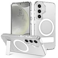 GUAGUA for Samsung Galaxy S24 Plus Magsafe Case, Clear Galaxy S24 Plus Phone Case with Metal Kickstand, Slim Lightweight Anti-Yellowing Shockproof Protective Phone Case for Samsung S24 Plus 6.7