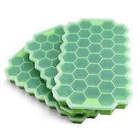 Ice Cube Trays for Freezer with Lid-37 Grid 3pcs Green Silicone Ice Cube Tray with Lid for Small Ice Cube Molds, Easy-Release Reusable Ice Cube in Ice Bucket for Iced Coffee Cup