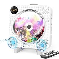 CD Player Portable, Bluetooth CD Player with Speakers DESOBRY Small CD Player for Home with Remote Control FM Radio Digital Screen Headphone Jack, Wall CD Player Support AUX in Cable&USB, White