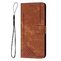 ONNAT-Magnetic Flip Purse Case for iPhone 15/15 Plus/15 Pro/15 Pro Max Embossed Texture PU Leather Cover Shell TPU Shockproof with Card Slots and Kickstand (Brown,15 Pro)