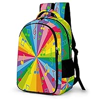 Music Notes with Colorful Travel Backpack Double Layers Laptop Backpack Durable Daypack for Men Women