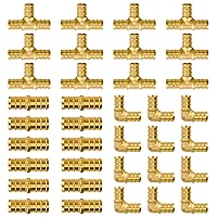 Pex Fittings 1/2 Inch, 36 PCS SUNGATOR 1/2 Inch Pex Fittings Set, 12 Each PEX Elbow Tee Coupling, 1/2