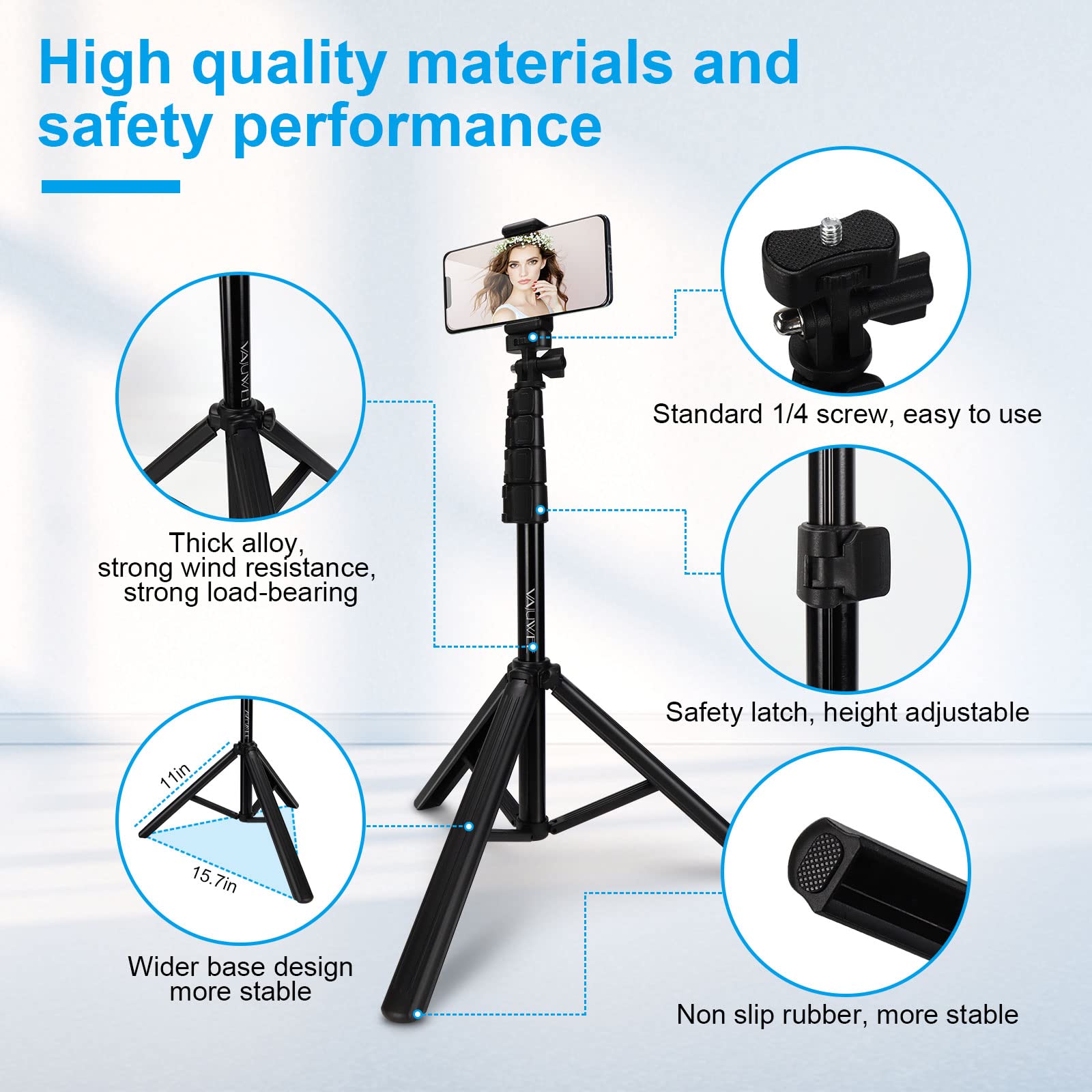 66'' Tripod for iPhone, iPhone Tripod with Remote, Easy to Carry, Compatible with iPhone/Android/Camera,Perfect for Selfies/Video Recording/Live Streaming