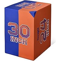 Yes4All 3-in-1 Soft Plyo Box Wooden Core - Basketball Version – Safe for Shins - Non-Slip Multi-Use Plyometric Box for Jumping, Conditioning, and Strength Training – Choose from 4 Different Sizes