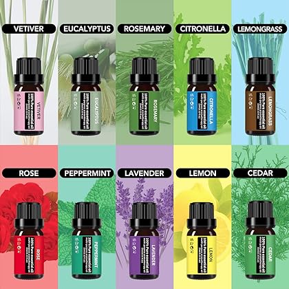 Essential Oil Diffuser Gift Set ，550ml Diffuser & Essential Oil Set, Top 10 Essential Oils, Aromatherapy Diffuser Humidifier with 4 Timer &Auto Shut-Off for & 15 Ambient Light Settings