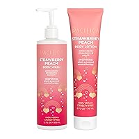 Pacifica Beauty, Strawberry Peach Body Wash + Moisturizing Body Lotion, Antioxidants + Hyaluronic Acid, For Soft, Smooth, and Hydrated Skin, Inspiring Aromatherapy, 100% Vegan & Cruelty Free