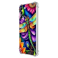 Galaxy S23 FE Case,Colorful Dragonfly Flowers Drop Protection Shockproof Case TPU Full Body Protective Scratch-Resistant Cover for Samsung Galaxy S23 FE