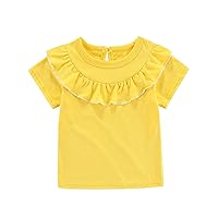 Little Top for Girls T-Shirt Clothes Short Solid Falbala Leisure Girls Tops Watercolor Dance Wear