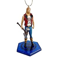 Thor - in Vest Superhero from Movie Thor: Love and Thunder Figurine Holiday Christmas Tree Ornament - Limited Availability - New for 2022, Blue and Red, 3.75'' tall x 2.5'' wide x 2.75'' deep