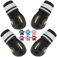 QUMY Dog Shoes for Large Dogs, Medium Dog Boots & Paw Protectors for Winter Snowy Day, Summer Hot Pavement, Waterproof in Rainy Weather, Outdoor Walking, Indoor Hardfloors Anti Slip Sole Black Size 3
