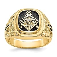 14k Yellow Gold Prong set Closed back Not engraveable Diamond mens Masonic ring Size 10 Jewelry Gifts for Men