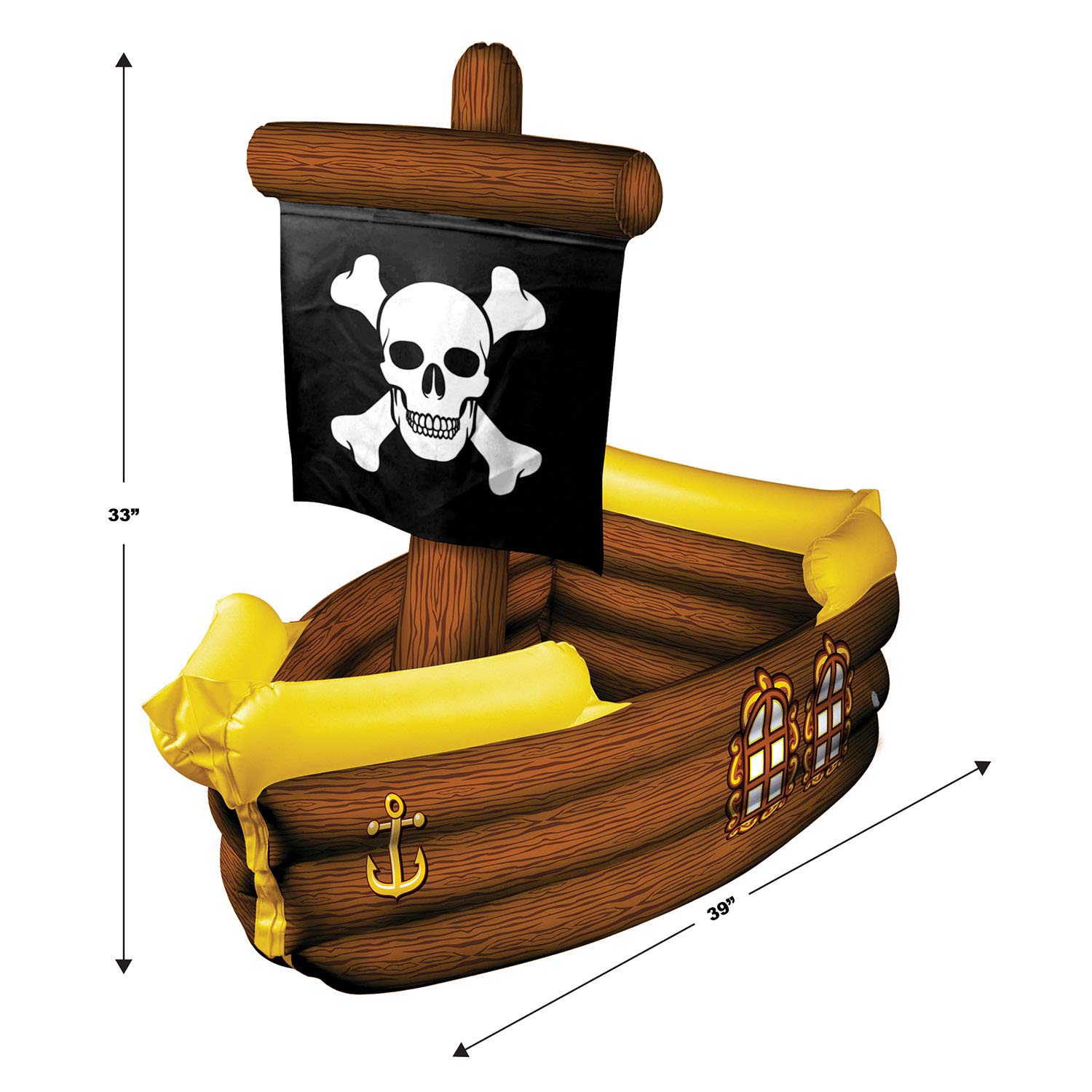 Inflatable Pirate Ship Cooler (holds apprx 72 12-Oz cans) Party Accessory  (1 count) (1/Pkg)