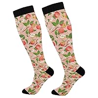Support Socks For Women Compression Knee High for Teens Mens Compression Socks Tube Socks Thigh High Stockings 2 Pack Fruit Pink