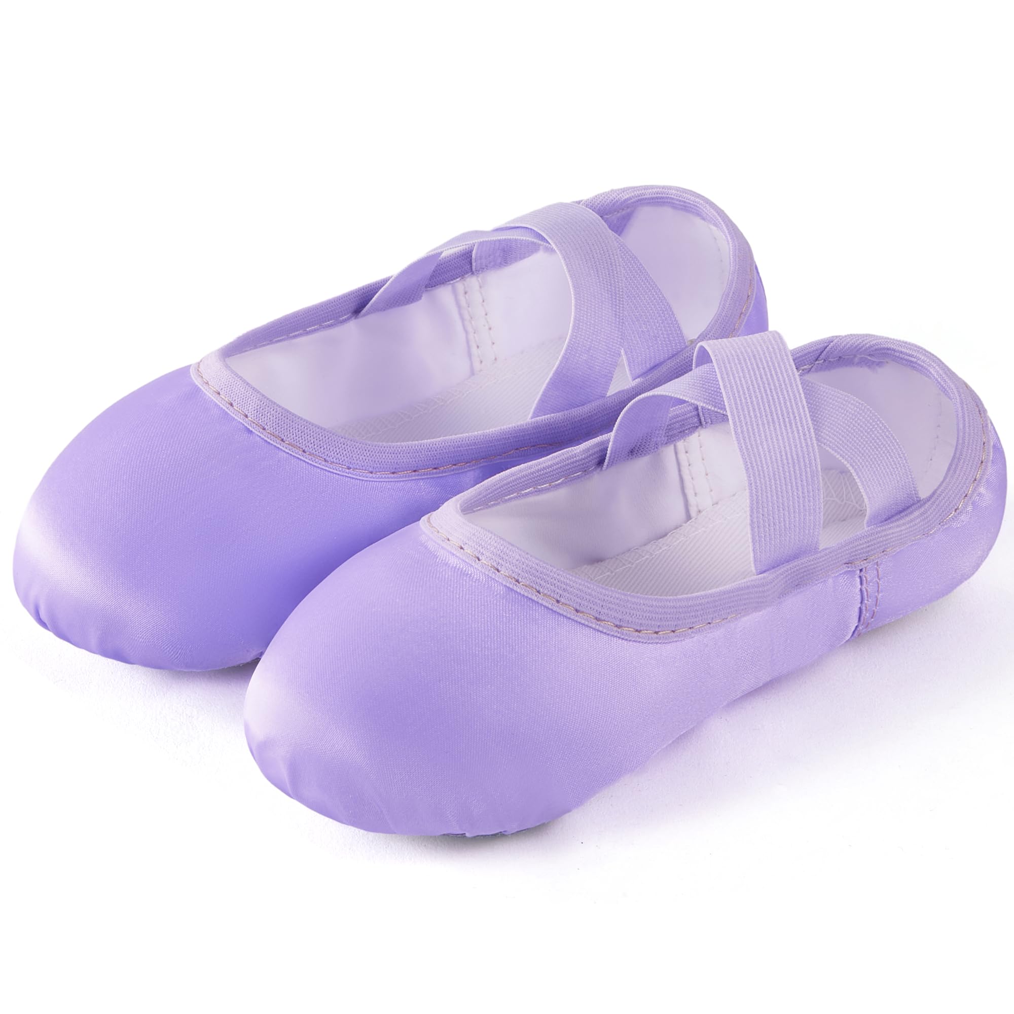 TRIPLE DEER Ballet Shoes for Girls, Satin Dance Practice Slippers Split Soft Leather Flat Sole Yoga Gymnastics Shoes (Toddler/Little/Big Kid)