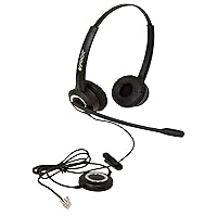 Zum RJ9 Dual Ear Headset with Noise Canceling Microphone for Desk Phones | Compatible with Desk Phones | Not for Computers, Smartphones | Wired Headphones with Microphone for Home/Office