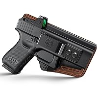 IWB Holster Concealed Carry Compatible with Glock 19 (G19 Gen 3/4/5), 19X, 44, 45, 23, 32 - Kydex and Leather Hybrid Holster Ideal for Appendix Inside Waistband