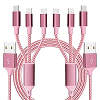 Multi Charging Cable, (2 Pack 4FT) Multi USB Charger Cable 3 in 1 Charging Cable Nylon Braided Fast Charging Cord with Type-C, Micro USB, IP Port for Most Phones/iPads/iPhones/Tablets
