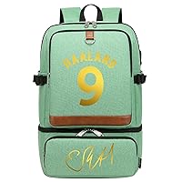 Erling Haaland Graphic Bookbag Football Fans Knapsack USB Multifunction Backpack with Insulated Lunch Box