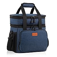 Expandable Large Lunch Box, Insulated Heavy Duty Lunch Bag Waterproof Leakproof Durable Cooler Bag for Men Women Adults Work Construction Camping Trip, 16L, Blue