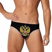 Russian Federation Coat of Arm Funny Swim Briefs for Men Bikini Swimsuit Low Rise Short Surfing Briefs Swimwear