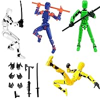(Assembly Completed) 4 Packs T13 Action Figure Set, Titan 13 3D Printed Multi-Jointed Movable Action Figure Robot Toy, Full Body Mechanical Doll, Desktop Decorations for Game Lovers Kids Adult Gifts