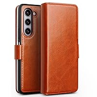 ZIFENGX- Wallet Case for Samsung Galaxy Z Fold 5, Business Cowhide Leather Cover, Flip Folio Card Case, Shockproof TPU Inner Shell (Samsung Galaxy Z Fold 5,Orange)