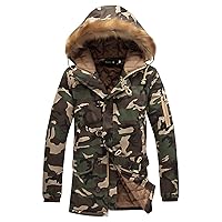 Men's Winter Coats,Mens Long Winter Coats Camouflage Down Jacket Warm Hooded Windbreaker Insulated Thicken Jackets