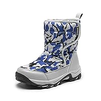DREAM PAIRS Boys Girls Snow Boots Waterproof Hook and Loop Mid Calf Faux Fur Lining Winter Shoes for Little/Big Kids
