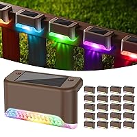 MAXvolador 20-Pack Solar Deck Lights, Waterproof LED Solar Powered Outdoor Step Light, Color-Changing Solar Fence Lighting Bronze Finished, Multicolor
