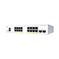 Cisco Catalyst 1000-16P-2G-L Network Switch, 16 Gigabit Ethernet PoE+ Ports, 120W PoE Budget, 2 1G SFP Uplink Ports, Fanless Operation, Enhanced Limited (C1000-16P-2G-L)
