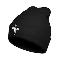 Moon Beanie for Men Women Winter Hat Embroidered Cuffed Cap Knit Skull Hat