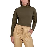 BCBGeneration Women's Fitted Long Dolman Sleeve Sweater Mock Neck Back Cut Out Tie Top