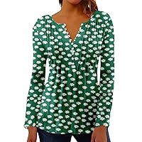 XJYIOEWT Womens Long Sleeve Shirts V Neck Active Womens Fashion Casual Floral Print V Neck Short Sleeve Pressed Button