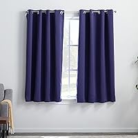 Linenspa 100% Blackout Curtain 2 Panels Set - Navy Curtains 63 Inch Length - Thermal Insulated, Noise Reducing - Dorm Room Essentials