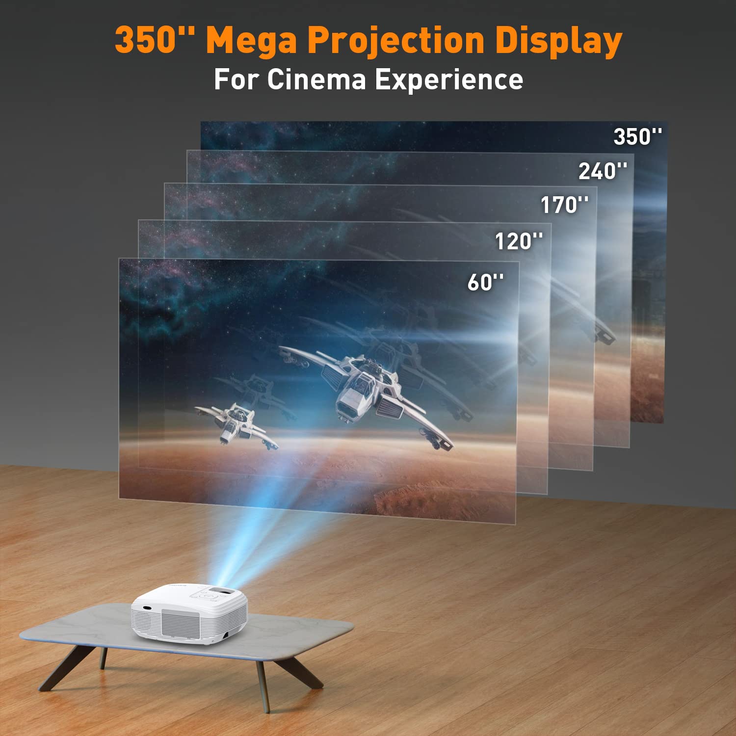 Projector, 9500L Projector with WiFi and Bluetooth - CRAZVIEW 5G Portable Video Projector, Outdoor Projector Native 1080P Support 350'' Display Compatible with Android/iOS/Tv Stick/Pc