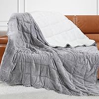 Weighted Blanket Queen Size 20lbs 60x80 inches,Sherpa Weighted Blankets for Adults,Fluffy Warm Sherpa & Cozy Soft Flannel Snuggle Thick Heavy Blanket Great for Calming,Light Grey