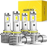 AUXITO 9005/HB3 9006/HB4 LED Bulbs Combo, 50000LM Brightness 6500K Cool White 120W, 9005 9006 LED Fog Bulb for Halogen Replacement, 1:1 Mini Size LED Fog Lights, Pack of 4