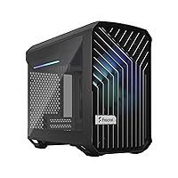 Fractal Design Torrent Nano RGB Black - Light Tint Tempered Glass Side Panels - Open Grille for Maximum air Intake - 180mm RGB PWM Fan Included - Type C - mITX Airflow Mini Tower PC Gaming Case