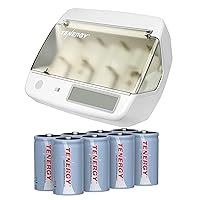 Tenergy 8 Pack Rechargeable Batteries D Size and Universal Charger, 10000mAh NiMH D Battery, Rechargeable High Capacity D Size Battery, with TN299 Smart Charger