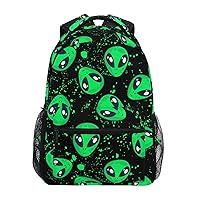 ALAZA Alien Space Doodle Fun Backpack Purse with Multiple Pockets Name Card Personalized Travel Laptop School Book Bag, Size M/16.9 inch