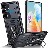 for Samsung Galaxy S24 Case Galaxy S24 5G Phone Case with Slide Camera Cover,Military Grade Protective Hard Case with 360° Rotatable Magnetic Kickstand,Cover for Samsung Galaxy S24 Black