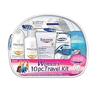 Women's Deluxe 10 Piece Kit with Travel Size TSA Compliant Essentials Featuring: Pantene Hair Products in Reusable Toiletry Zippered Bag