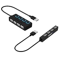 SABRENT 4 Port Portable USB 2.0 Hub + 4-Port USB 2.0 Hub with Individual LED lit Power Switches