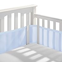 BreathableBaby Breathable Mesh Liner for Full-Size Cribs, Classic 3mm Mesh, Light Blue (Size 4FS Covers 3 or 4 Sides)