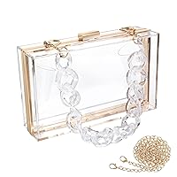 WJCD Clear Purses For Women Acrylic Clear Clutch Bag,Clear Purse Clear Clutch Purse Shoulder Handbag With Removable Chain
