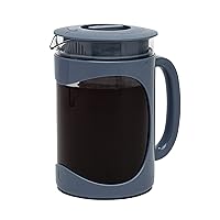 Primula Burke Deluxe Cold Brew Iced Coffee Maker, Comfort Grip Handle, Durable Glass Carafe, Removable Mesh Filter, Perfect 6 Cup Size, Dishwasher Safe, 1.6 qt, Blue