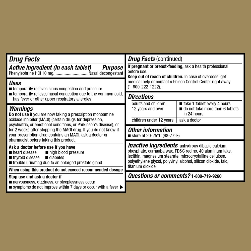 GoodSense Maximum Strength Nasal Decongestant PE, Phenylephrine HCl 10 mg, Sinus Congestion Relief; Relieves Nasal Congestion Due to Hay Fever, Common Cold and Upper Respiratory Allergies, 72 Count