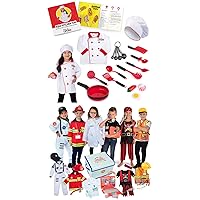 Born Toys 6-in-1 Kids' Dress Up & Pretend Play Firefighter, Astronaut, Scientist, Construction, Pirate, Office Set and Chef Toy Set